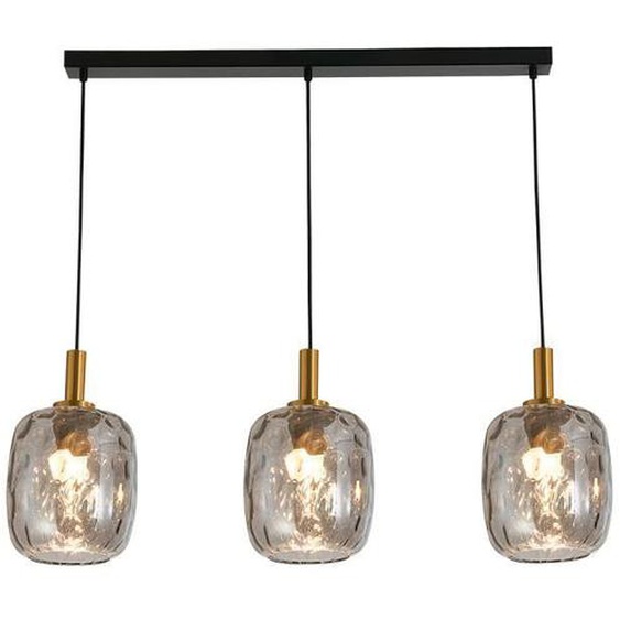 Suspension Astrid Beam 3xE27 Noir + 3x verre gris cendré Ø180mm - FANTASIA - Intérieur - Gris