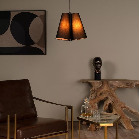 Suspension avec abat-jour en lin noir GREGORY 1xE27 60W Lucide