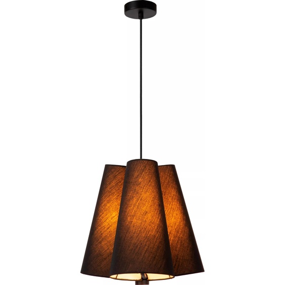 Suspension avec abat-jour en lin noir GREGORY 1xE27 60W Lucide