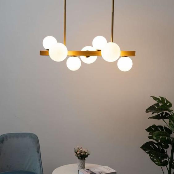 Suspension barre à sphères - KOSILUM - Oromia - Verre blanc - Métal - Design contemporain