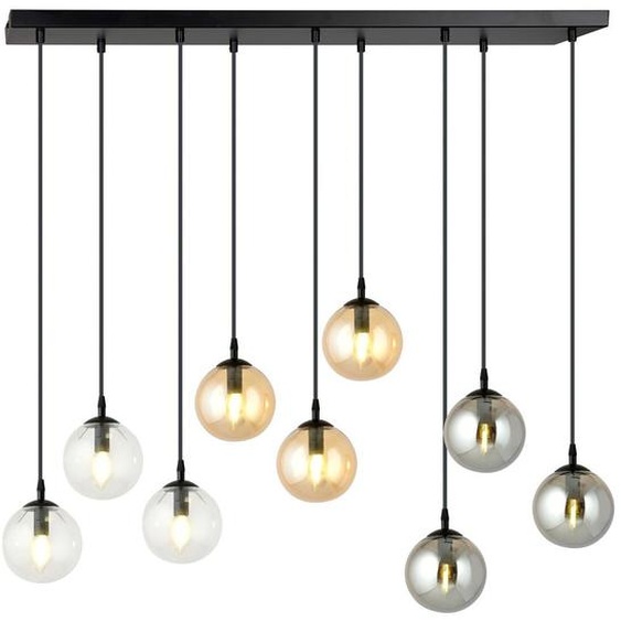 Suspension Cosmo en acier noir avec diffuseurs en verre