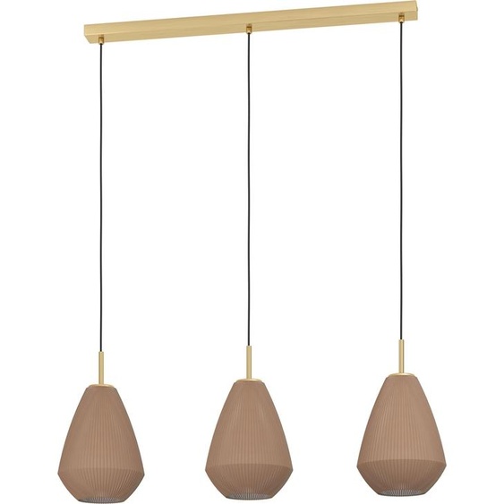 Suspension - Couleur sable - Couleur laiton - 90 x 110 cm - Verre - Métal - 3 ampoules