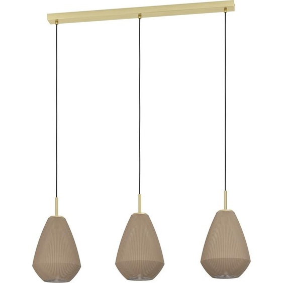 Suspension - Couleur sable - Couleur laiton - 90 x 110 cm - Verre - Métal - 3 ampoules