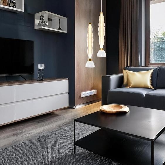 Suspension décorative glamour pour salon ou salle à manger, verre allongé, couleur ambre, couleur chaude, LED 18 W LUCCO Milagro