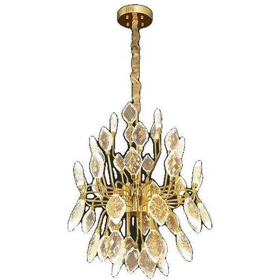 Suspension en cristal, système de fixation réglable, design économe en énergie, dimensions : D40 x 58 cm