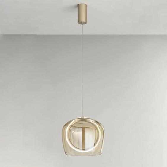 Suspension en métal doré et verre ambré 1 lumière PINTA
