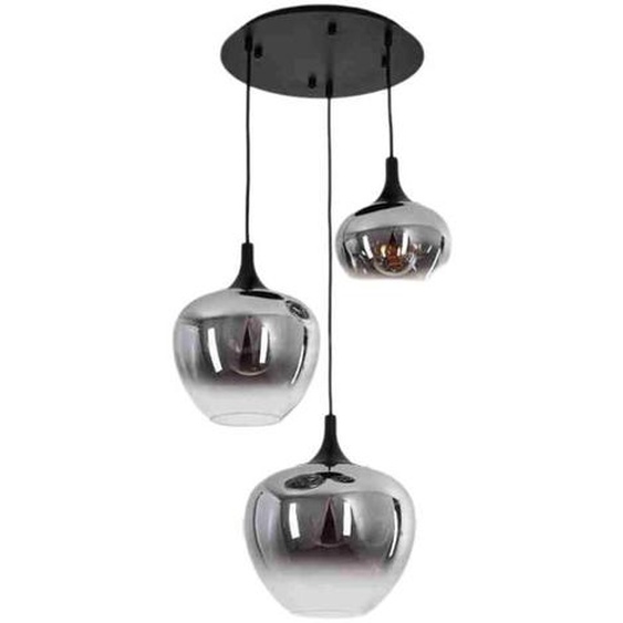 Suspension en métal noir translucide, 3 ampoules, hauteur max 120 cm, 3 x E27, sans ampoules