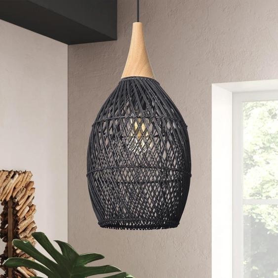 Suspension en rotin et bois Ø 25 cm pour style Boho et Scandi