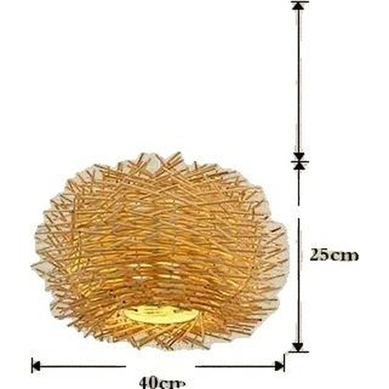 Suspension en rotin tissé, longueur réglable, style moderne, diamètre 40 cm, lumière chaude E27