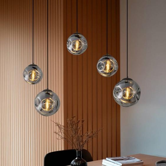 suspension en verre Valentina Lindby, dimmable, gris, Salon / Salle à manger, Verre, Design, Suspension en verre