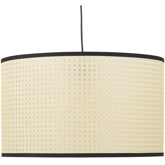 Suspension GOBU ronde en rotin naturel et structure noire