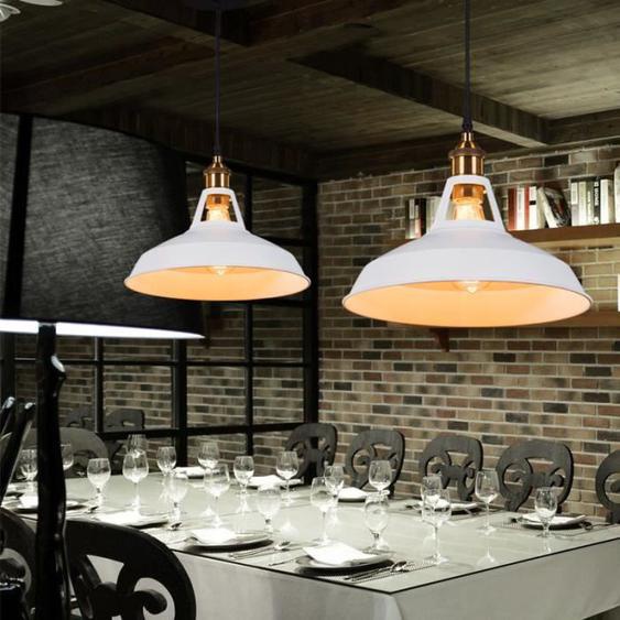 Suspension Industrielle - MARQUE - 27cm Abat-jour Métal - Vintage E27 - Blanc