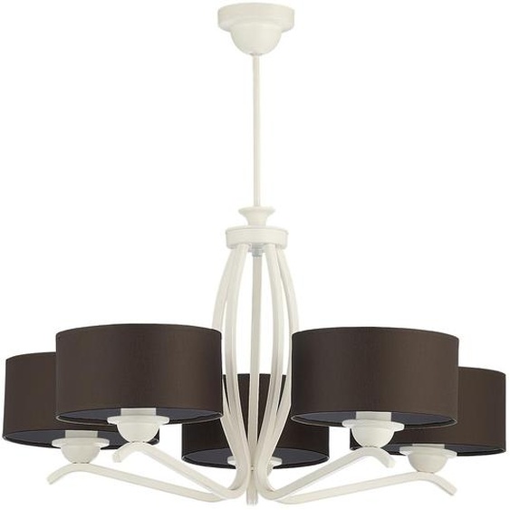 Suspension KASZMIR blanc et marron, 5xE27x40W, métal, dimensions : 64x70x70 cm, IP20, Jupiter