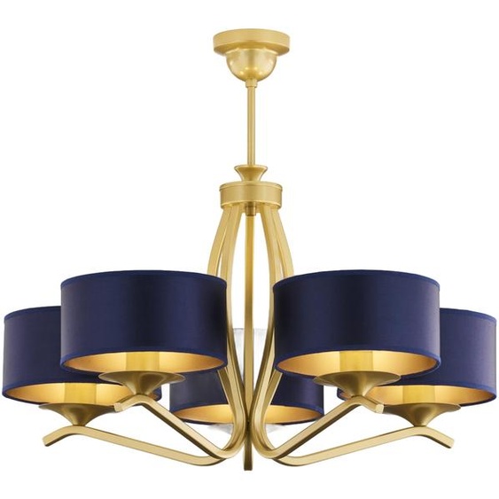 Suspension KASZMIR dorée et bleu marine, 5xE27x40W, métal, dimensions : 58x66x66 cm, IP20, Jupiter