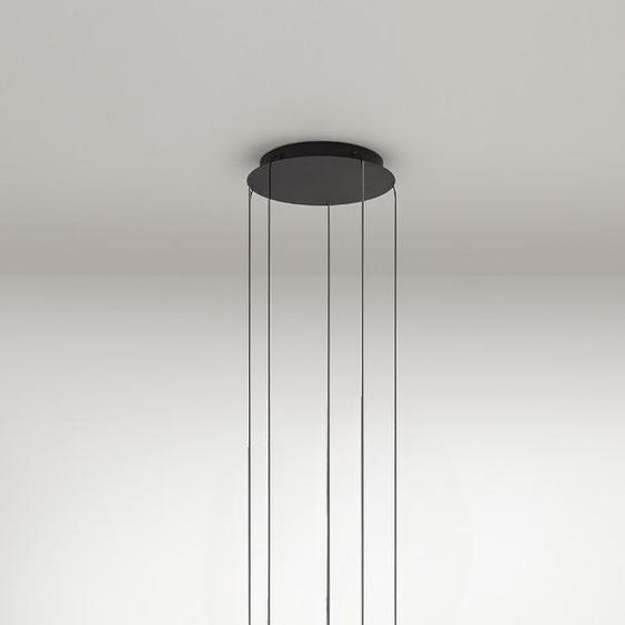 Suspension LED 5 Lumières en Aluminium et Métal Noir Mat, Design Circulaire Moderne, 25W, 3000K, Lumière Chaude Sophistiquée - Marque Perenz