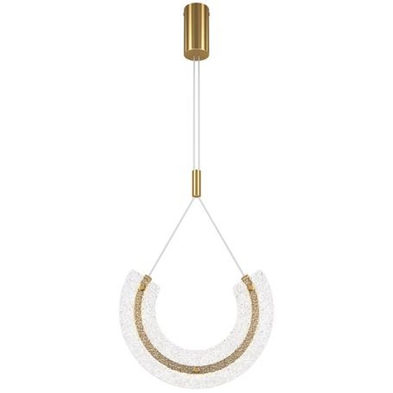 Suspension LED alu doré, verre transparent, H 186,5 cm