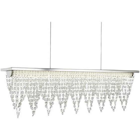 Suspension LED, cristaux, acier inoxydable, H 115 cm, DRAPE