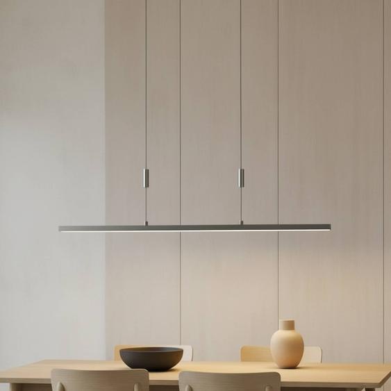 Suspension LED Myron Lucande, dimmable, gris, Salon / Salle à manger, Aluminium, Moderne