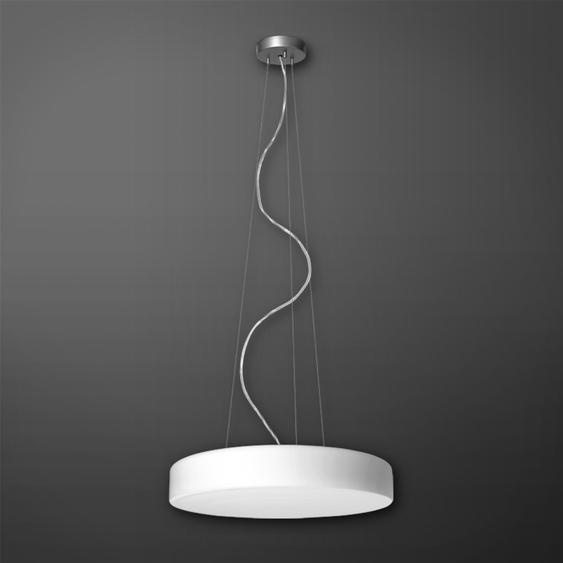 Suspension LED Zero en verre opale tchèque, Variante : Ø 415 x 80 mm, 32 W, 3000 K, blanc
