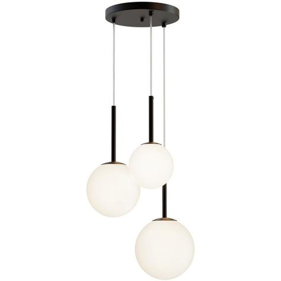 Suspension, métal verre, noir, D 40 cm