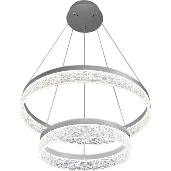 Suspension moderne argentée avec deux anneaux décoratifs Ø60cm LED 54W GALA Milagro