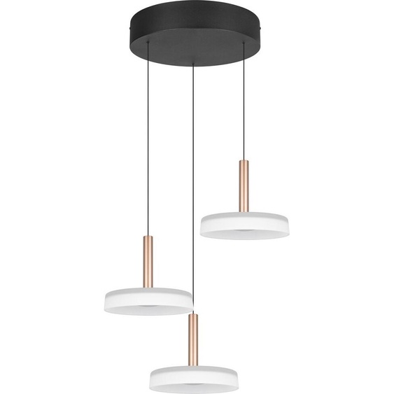Suspension moderne ronde marron 3 abat-jours en verre pour salon au-dessus dune table couleur chaude LED 7W CELESTE Trio
