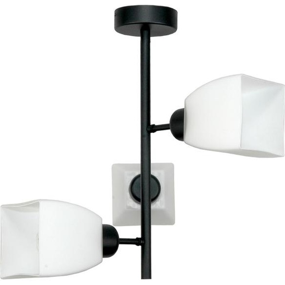 Suspension Noire Lampe Classique En Verre Blanc 15-484 Trapic