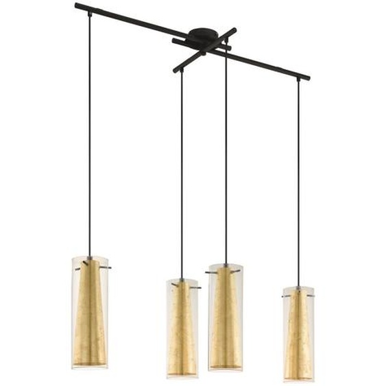 Suspension Pinto Gold 4-flg. noir, transparent, doré Eglo 97653