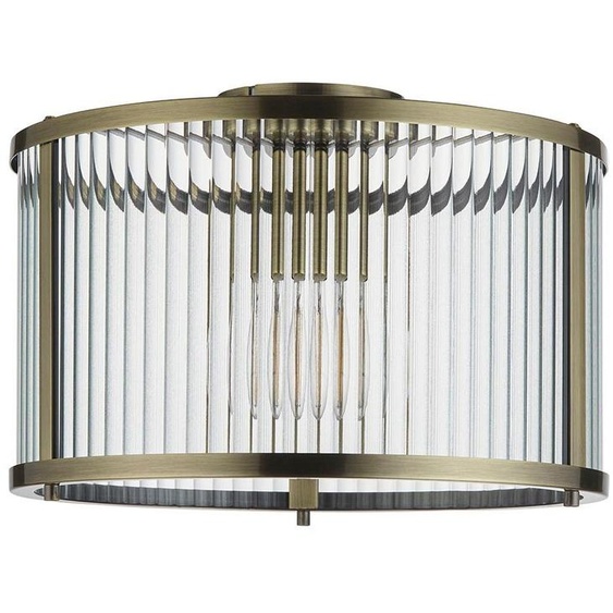 Suspension RIDGETON en laiton vieilli, 1xE27x20W, verre, dimensions : 21,5x31x31 cm, IP20, Endon