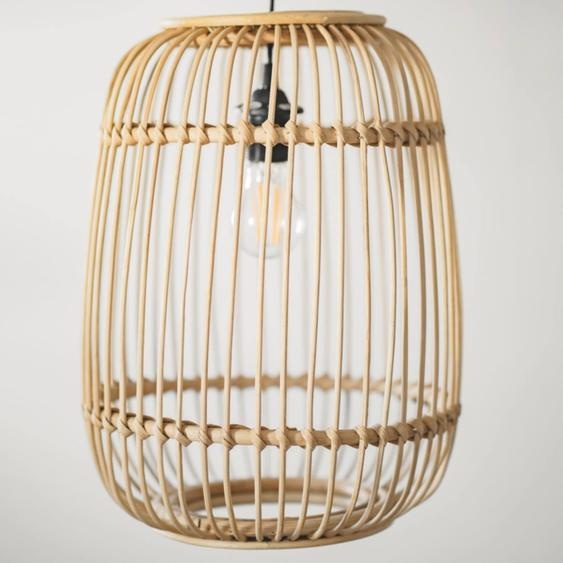 Suspension Ronde 30cm - Java Rotin Blanchi