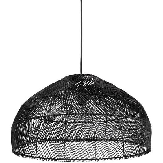 Suspension ronde CANUL en rotin tressé noir