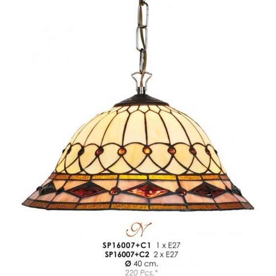 Suspension Tiffany diamètre 40 cm SP16007 + C1/C2 Luminaire Lampe