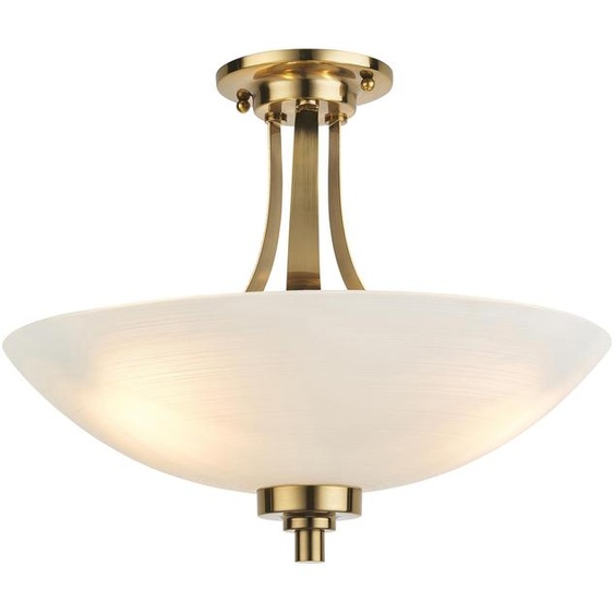 Suspension WELLES en laiton vieilli, 3xE27x20W, verre, dimensions : 35x41x41 cm, IP20, Endon