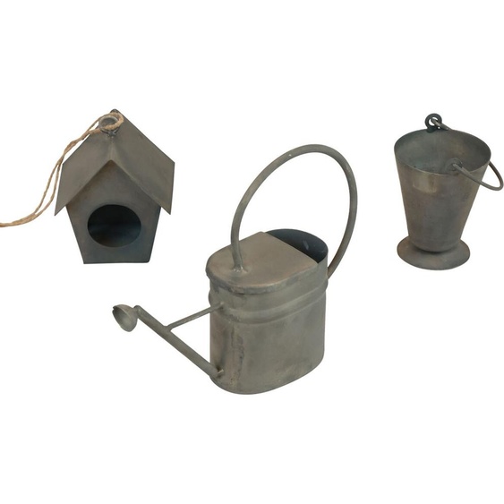 Suspensions décoratives en métal Jardin Déco Vintage Gris Set de 3 miniatures