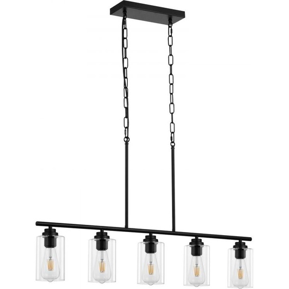 Suspensions pour îlots de cuisine - 5 lumières - 60W E27 Suspension de style industriel rétro - Réglable en hauteur - Lustre de salle à manger - Métal et verre - Dimmable - pour le salon, la chambre et le foyer