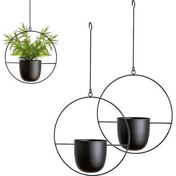 Suspensions pour plantes Noir Métal Pot de fleurs suspendu au plafond Succulentes Décoration murale Ronde