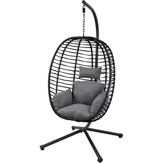 Svita - belly fauteuil suspendu avec cadre fauteuil suspendu pliant siège suspendu panier suspendu noir