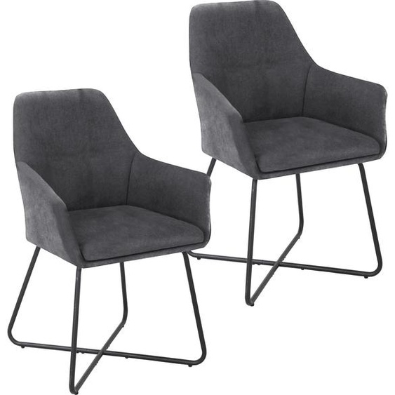 SVITA JOSIE Dining Set de 2 chaises de salle à manger Fauteuil Chaise rembourrée Gris foncé