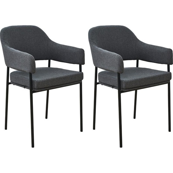 SVITA SCARLETT Lot de 2 chaises de salle à manger Chaise avec accoudoirs Chaise rembourrée Tissu Gris