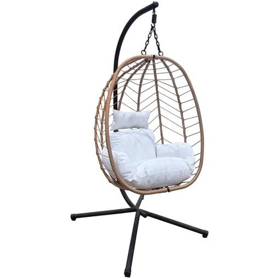 SVITA SHELLY : fauteuil suspendu avec structure pliable, chaise suspendue, siège suspendu, panier suspendu, naturel