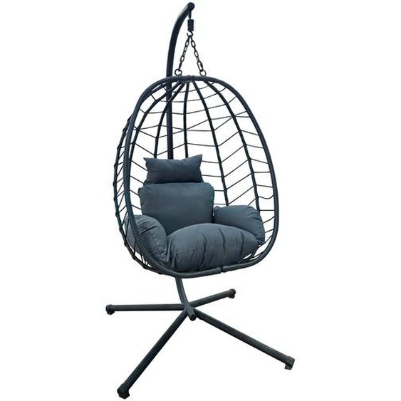 SVITA SHELLY Fauteuil suspendu avec structure pliable Fauteuil suspendu Siège suspendu Panier suspendu Gris