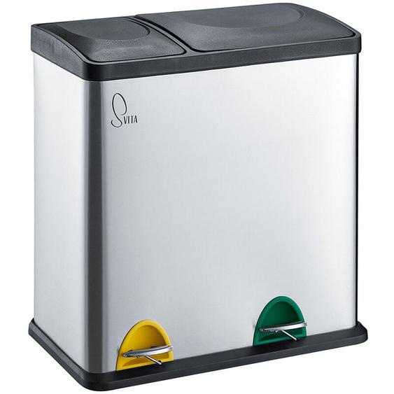 Svita - TC2Combo35 Poubelle en inox Poubelle de tri (12l + 23l) argentée