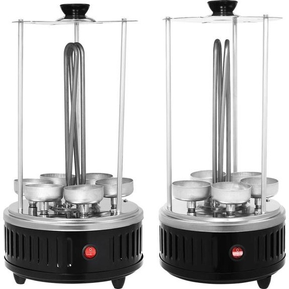 SW-5 Gril électrique vertical, 1000 W, acier inoxydable, rôtissoire automatique, 6 brochettes, sans fumée, rouge