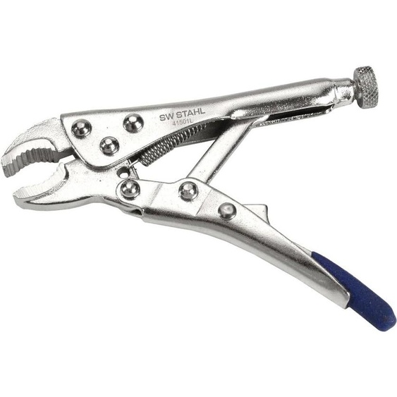 SW-Stahl 41501SB Pince de préhension 100 mm I Pince chromée avec modèle universel I Pince de blocage à mâchoires semi-circulaires I Pince de blocage à 6 rivets I Emballage blister