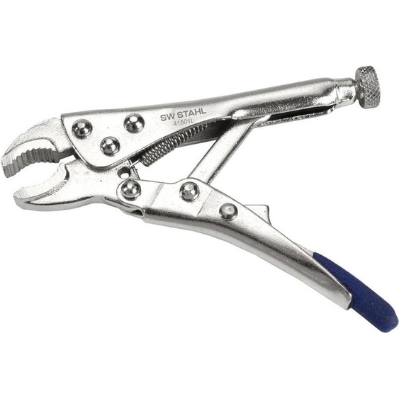 SW-Stahl 41501SB Pince de préhension 100 mm I Pince chromée avec modèle universel I Pince de blocage à mâchoires semi-circulaires I Pince de blocage à 6 rivets I Emballage blister