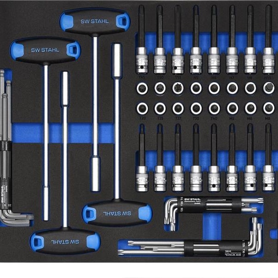 SW-Stahl Assortiment pour servante datelier, clé à douille 1/2, 72 pièces Z3011-11