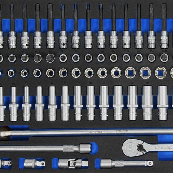 SW-Stahl Assortiment pour servante datelier, clé à douille 1/2, avec cliquet, 95 pièces Z3011-12