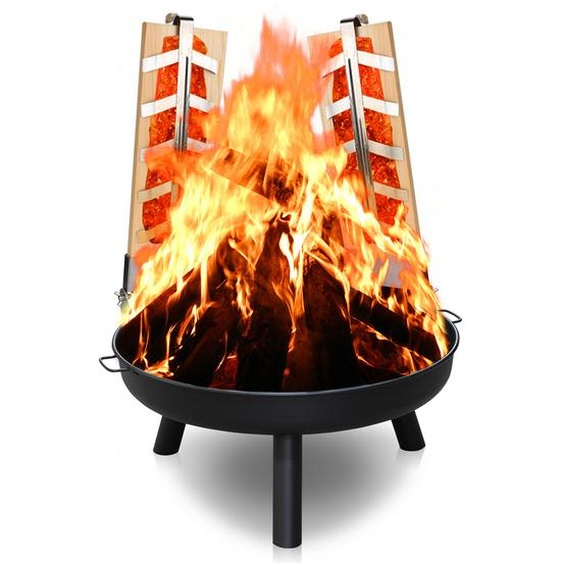 SWANEW Bol de feu avec plaque à flammes Outdoor Feu de camp Jardin 80 cm Haute qualité rond