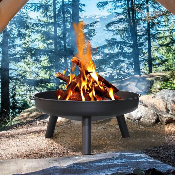 Swanew - Brasero Bac à feu 82cm Bac à plantes Feu de terrasse Grille avec poignées
