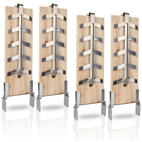 SWANEW Planche à saumon flambée Set de 4 planches de fumage rustiques Plaques en bois Support en acier inoxydable